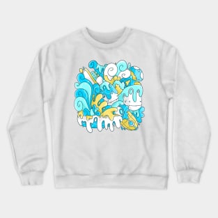 Cute Stormy Sea Whale Doodle Crewneck Sweatshirt